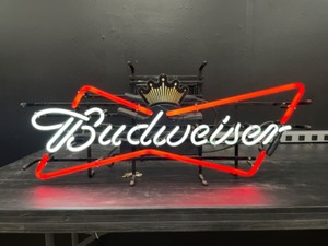 lot 106 image: Neon script Budweiser with crown panel and neon bowtie