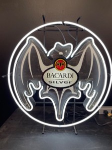 lot 43 image: Bacardi Silver, neon bat on clear background
