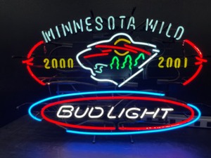 lot 55 image: Bud Light MN Wild hockey, inaugural season, neon, Budweiser