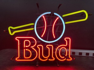 lot 57 image: Bud baseball and bat, neon