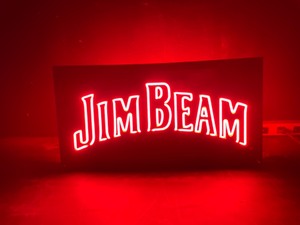 lot 71 image: Jim Beam Kentucky Bourbon, plate glass light up, 1988 channel cut neon, NOS, IOB