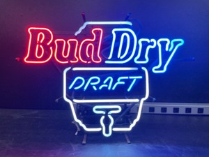 lot 75 image: Bud Dry Draft, beer keg neon