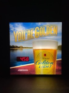 lot 87 image: Michelob Golden clock, LED, NIB,  Mich Golden