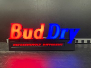 lot 92 image: Bud Dry internally lit plastic letters, neon, NOS, NIB