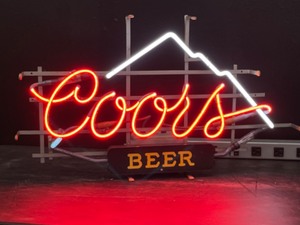 lot 98 image: Coors Beer, Script Coors with neon mountain