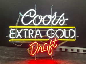 lot 99 image: Coors Extra Gold Draft, white and gold neon