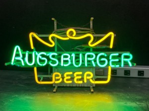 lot 97 image: Augsburger Beer, German-style lager beer, green and yellow neon with crown