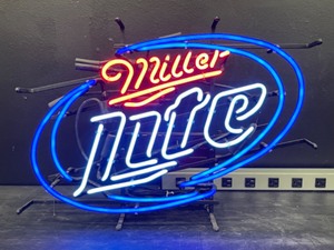 lot 128 image: Miller Lite neon sign with blue hoops
