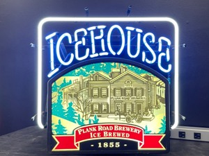 lot 133 image: Icehouse Plank Road Brewery, neon sign, Made in MN