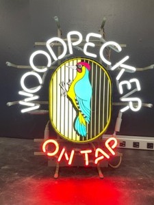 lot 135 image: Woodpecker hard cider on tap, neon sign, Rare - early version