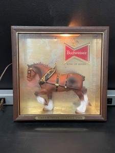 lot 153 image: Budweiser, Bud Clydesdale horse, framed light up