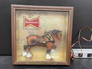 lot 154 image: Budweiser, Bud Clydesdale horse, framed light up