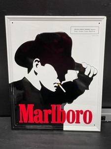 lot 163 image: Marlboro Man black and white graphic tin tacker, NEW