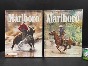 lot 166 image: Marlboro Man  cowboy, lot of 2 tin tackers