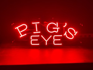 lot 36 image: Pigs Eye Beer neon, serif lettering