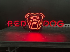 lot 31 image: Red Dog with dog face, neon