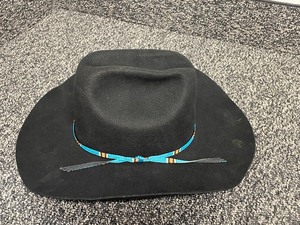 lot 180 image: Eddy Bros. black wool cowboy hat, 7-14, made in the USA