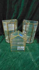 3-Glass and Brass Display Cases