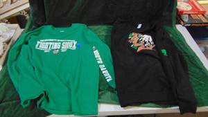 2XL Long Sleeve and 2XL Sweatshirt. Both are Fighting Sioux