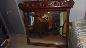 1880s to 1900s Walnut Curved Frame with Mirror