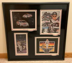 lot 6 image: Framed Behind Glass Earnhart  Sam Bass Signed Limited Edition Prints  17573000 With COA 39 x 39 12