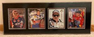 lot 7 image: Framed Behind Glass Signed Pinnacle Portraits Jarrett, Martin, Earnhardt & Gordon 17 x 46