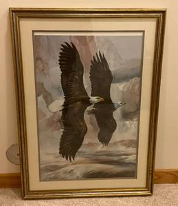 lot 10 image: Framed Behind Glass Mario Fernandez Wings Of Freedom Eagle Print 441980 32 x 43