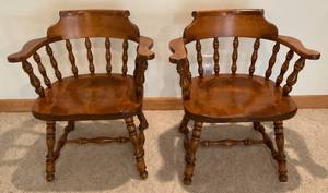 lot 18 image: Two Vintage Ethan Allen Solid Wood Chairs