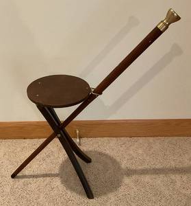 lot 24 image: (RARE) Vintage McCormick Distilling Company Weston Montana Liquor Flask Walking Stick Stool