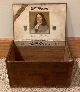 lot 25 image: Vintage Wooden William Penn Cigar Box