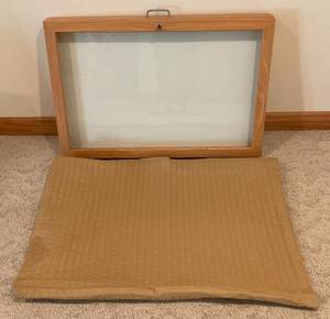 lot 32 image: Solid Oak With Glass Locking Hinged Display Case 24 x 36 x 3 12 With Custom Carry Sleeve (With Key)