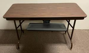 lot 39 image: Small Folding Table With Pull Out Keyboard Holder (Doesnt Fold With Keyboard Holder In Place) 24 x 48