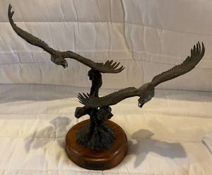 lot 55 image: 1987 Carl Wagner Bronze Eagles Soaring 150 19 Tall