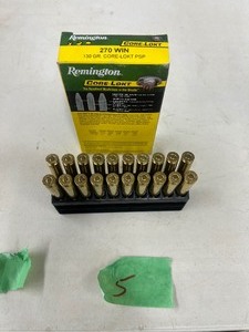 lot 5 image: 20 REMINGTON CORE-LOKT 270 WIN 130 GR. PSP BULLETS