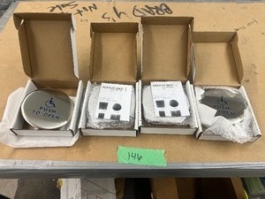 lot 146 image: QTY 4 STAINLESS STEEL PUSH PLATES 6 ROUND