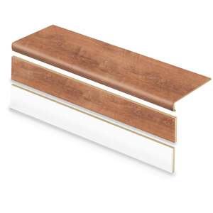 lot 33 image: (4) Cap A Tread Trail Oak 47 in. L x 12.15 in. W x 2.28 in. T Vinyl Stair Tread and Reversible Riser Kit