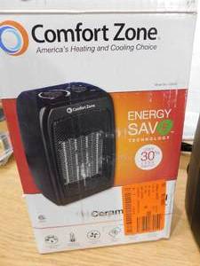lot 80 image: Comfort Zone Energy Save 1500-Watt Electric Ceramic Space Heater with Thermostat and Fan