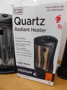 lot 86 image: living zone 1500-Watt Black Electric Tower Quartz Infrared Space Heater with Thermostat