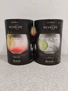 lot 106 image: 2 NEW FINAL TOUCH REVOLVE SPINNING COCKTAIL GLASS SET OF 2