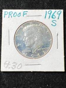 lot 20 image: 1969-S US PROOF KENNEDY HALF DOLLAR
