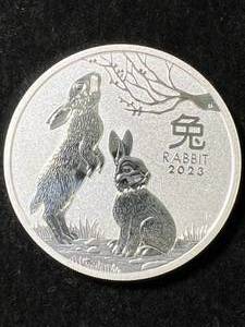 lot 24 image: 2023 YEAR OF THE RABBIT 2 TROY OZ .9999 FINE SILVER