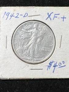 lot 28 image: 1942-D US WALKING LIBERTY HALF DOLLAR