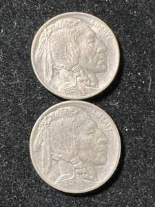 lot 36 image: 2 US BUFFALO NICKELS 1913-D TY.1 TY.2