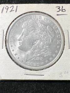 lot 43 image: 1921 US MORGAN SILVER DOLLAR UNC