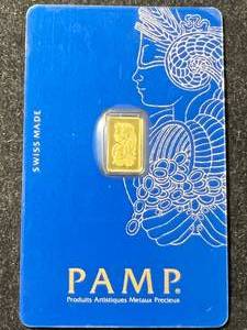 lot 51 image: 1 GRAM .999 FINE GOLD PAMP BAR