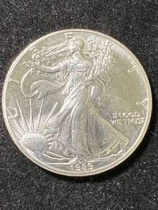 lot 57 image: 1989 AMERICAN SILVER EAGLE 1 TROY OZ .999 FINE SILVER