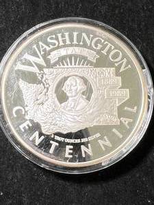 lot 89 image: 5 TROY OZ .999 FINE SILVER WASHINGTON CENTENNIAL ROUND