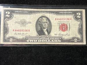lot 103 image: 1953 US RED SEAL $2 BILL