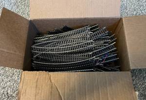 lot 124 image: Large Box 5 Pounds of HO Gauge Model Train Track