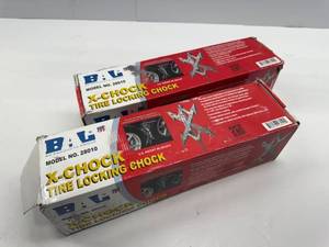lot 89 image: BAL X-Chock Tire Locking Chock, Model 28010 - 2 SETS